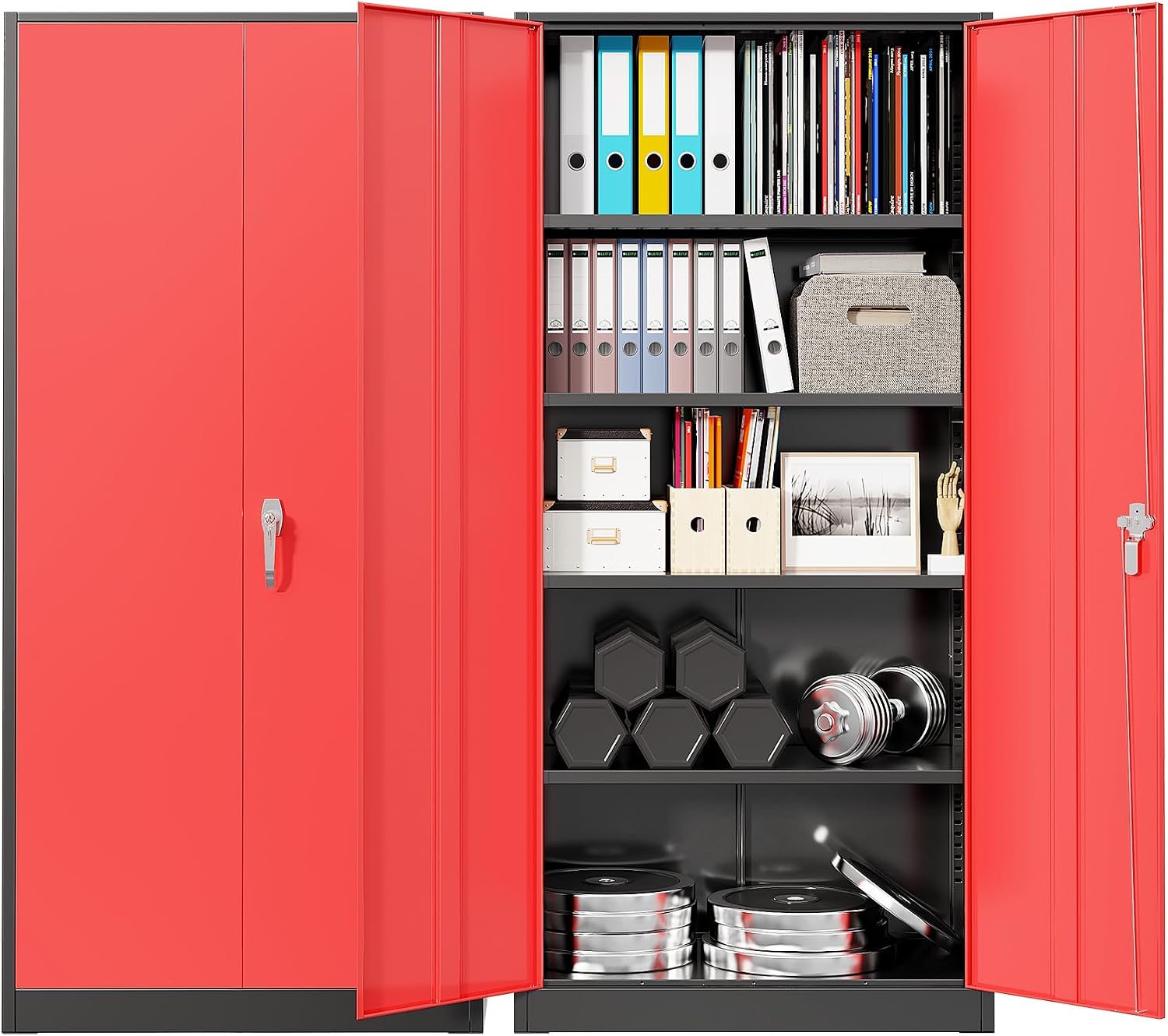 Workshop Tools Storage - Robuster Metall-Garagenschrank, Abschließbarer Stahlschrank mit 2