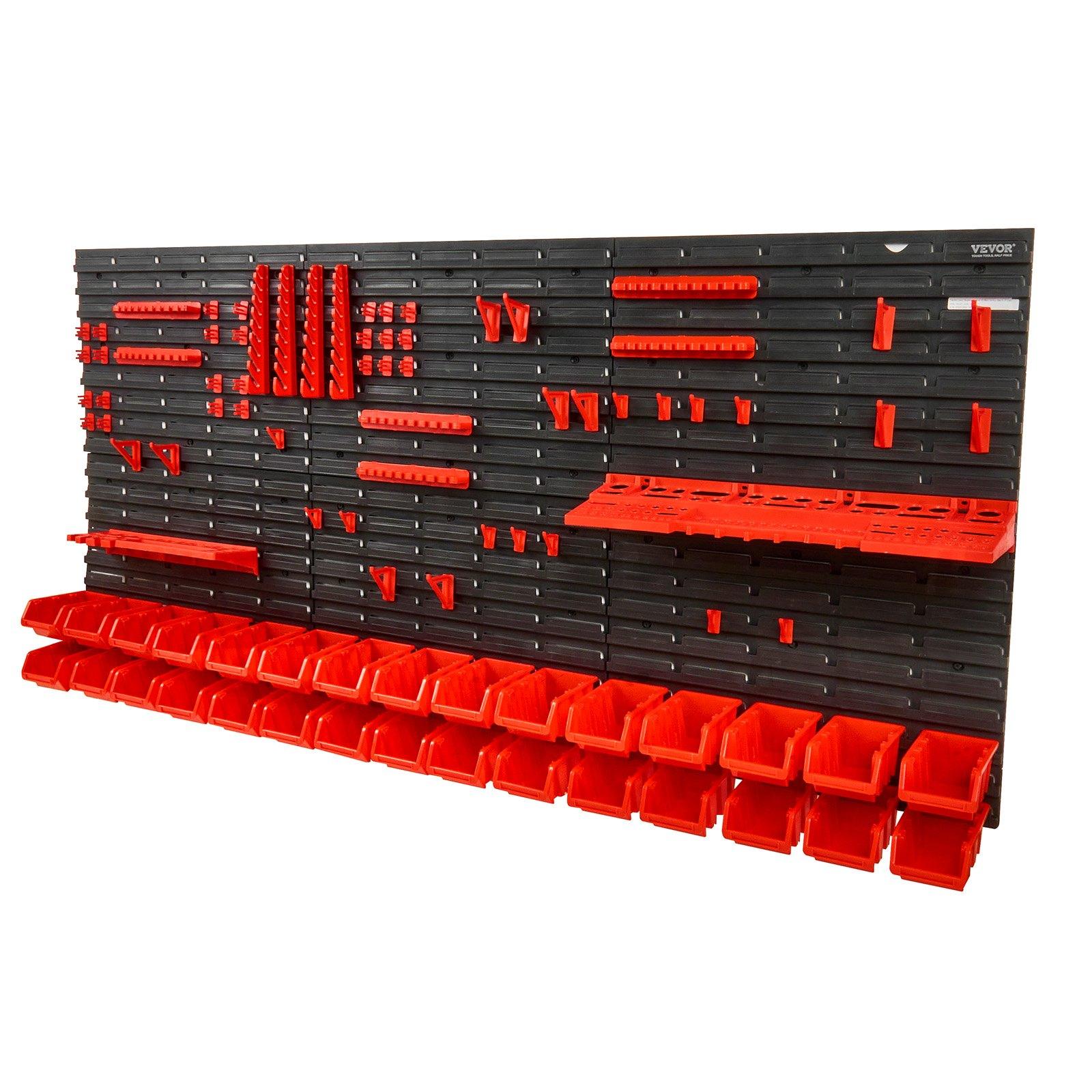 Workshop Tools Storage - Wandmontierter 30-Fächer Kunststoff-Teileorganizer mit Paneelen, Werkzeughaltern,